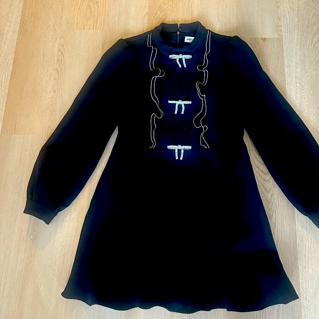 Self-Portrait Black Mini Dress With White Trim
